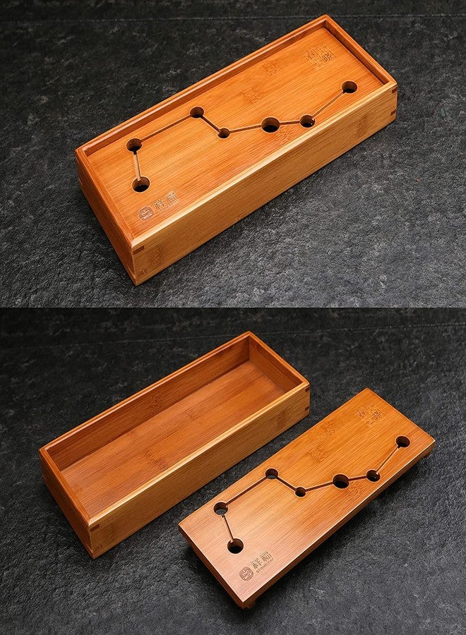 JIKUGO Seven Stars Bamboo Tea Tray 11.8x4.84x1.38in Gongfu Tea Tray Chinese Tea Set Japanese/Chinese Gongfu Tea Table Home Furnishing Serving Water Storage Bamboo Tea Table - Image 4